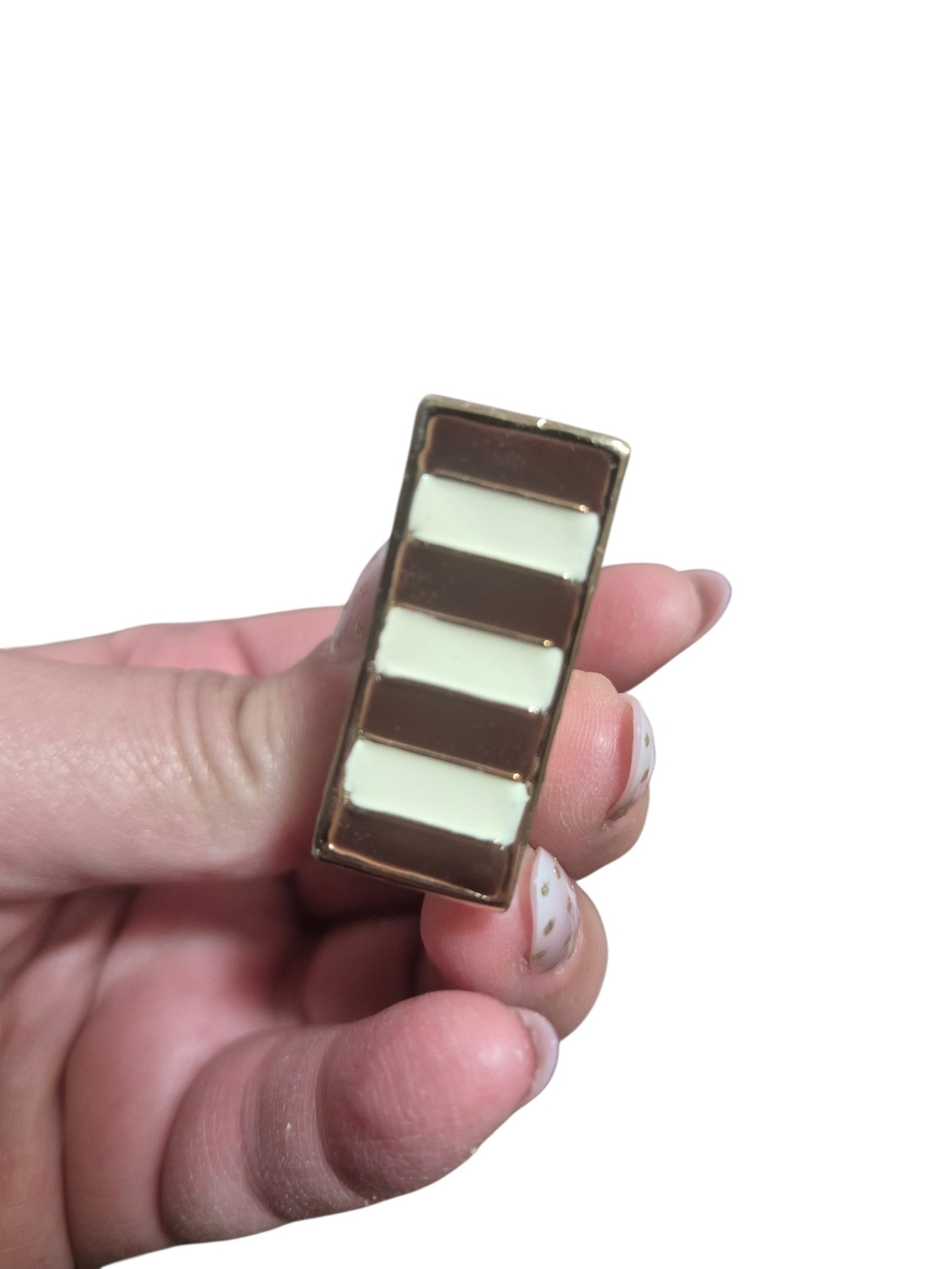RARE Henri Bendel Brown & White Striped Swarvoski Crystal Shopping Bag Keychain - Picture 5 of 9